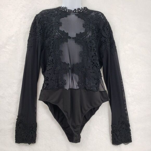 Fashion Nova Tops - Fashion Nova Bodysuit Women 3X Black Sheer Lace Whimsigoth Fairy Grunge Witchy